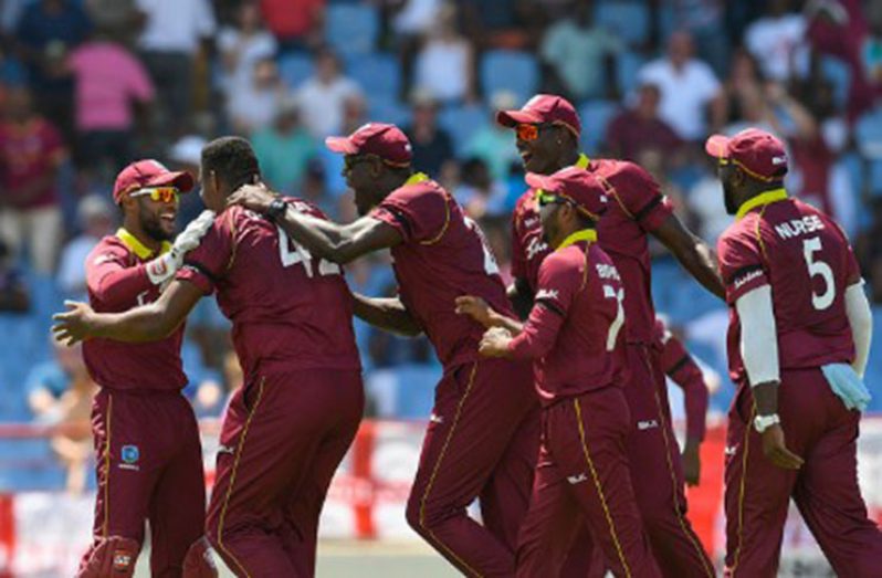 West Indies celebrate during the series against England.