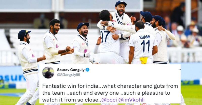 India's players in joyous celebration after their emphatic victory.