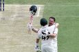 Travis Head and Steve Smith celebrate after the former reached his century.