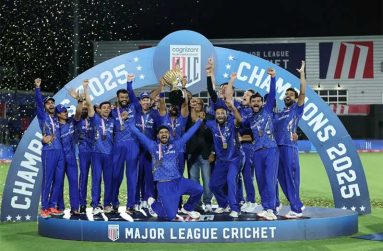 Major League Cricket champions MI New York celebrate their victory
