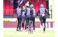 Defending Champs Rangpur Riders celebrate their 8- run win over Dubai Capitals yesterday and a place in tomorrow’s Final (Yohan Savory photo)