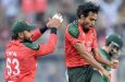 Tanzim Hasan Shakib is overjoyed after dismissing Salman Agha  •  AFP/Getty Images