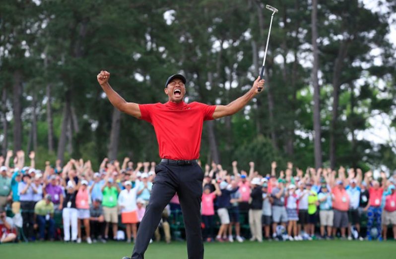- Tiger Woods of the U.S. celebrates on the 18th hole after winning the 2019 Masters. REUTERS/Lucy Nicholson TPX IMAGES OF THE DAY