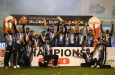 Champions of the ExxonMobil Guyana Global Super League T20, Rangpur Riders celebrate with the trophy after winning the ExxonMobil Guyana Global Super League T20 Final between Victoria and Rangpur Riders at Providence Stadium on December 06, 2024 in Georgetown, Guyana (Photo by Ashley Allen - GSLT20/Global Super League via Getty Images)
