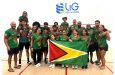 The victorious Guyana celebrate their first Junior CASA title since 2022. GSA President David Fernandes (5th from right) and Coach Carl Ince (3rd from right)