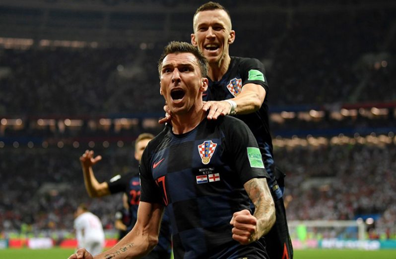 Croatia's Mario Mandzukic celebrates after scoring during the second half of extra time against England on (Los Angeles Times)