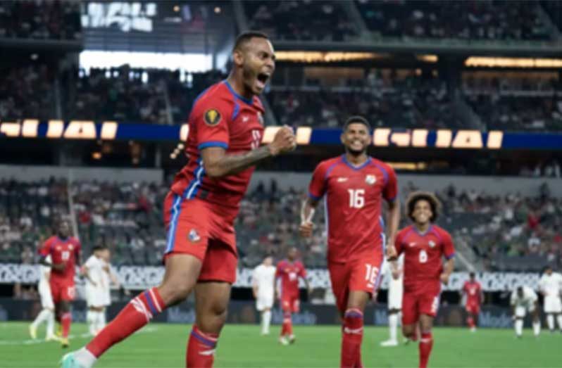 Ismael Diaz celebrates after scoring one of his three goals against Jamaica in the CONCACAF Gold Cup