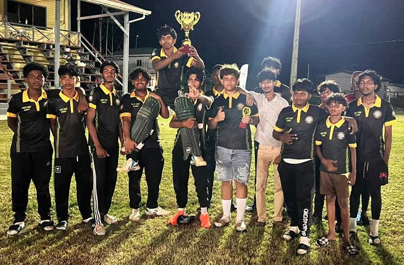 We are the Champions! West Side High celebrates their win on Sunday night.