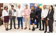 Minister of Health, Dr. Frank Anthony (third from left), flanked by GPHC CEO, Mr. Robbie Rambarran and other officials with the official certification of its Pathology Laboratory by the GNBS