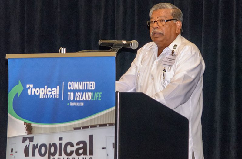 Civil Defence Commission (CDC) Director General Colonel (retired) Chabilall Ramsarup addressing workshop participants on Wednesday