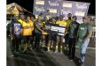 Champions! East Bank Gunners receive the championship cheque and trophy after defeating Trafalgar to win the Guinness ‘Greatest of the Streets’ Berbice Zone