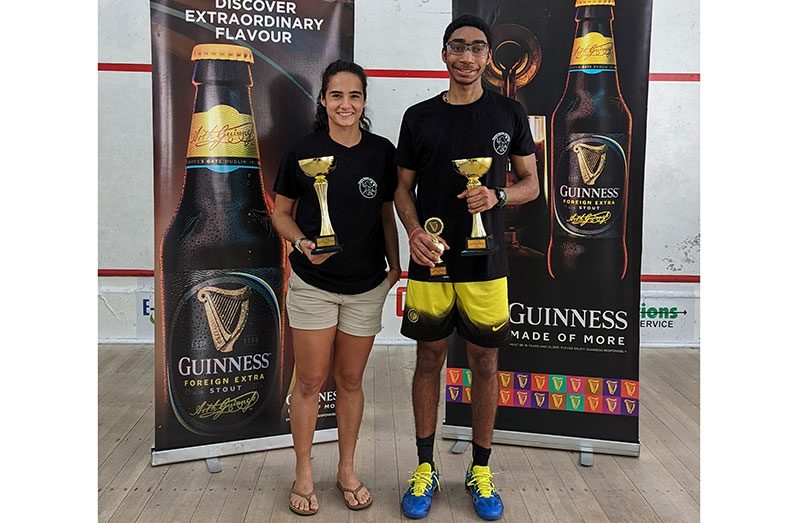 Nicolette Fernandes (L) and Shomari Wilshire were crowned National Squash Champions
