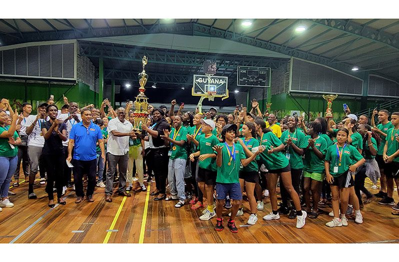 The  Suriname athletes  were boisterous after receiving the Championship trophy, which was sponsored by Trophy Stall,  from Director of Sport Steve Ninvalle