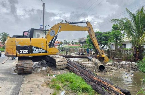 An excavator working in Charity area