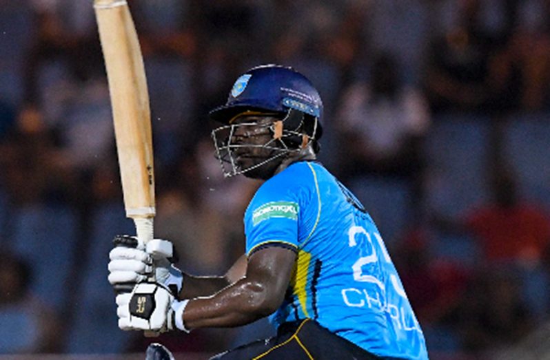 Johnson Charles goes on the attack during his half-century for St Lucia Kings (Photo courtesy Getty/CPL)