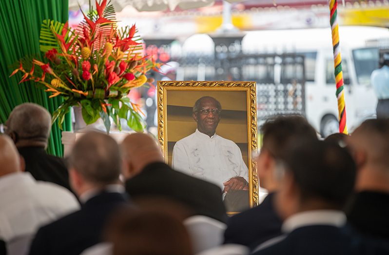 Tributes were heard from various government officials in the Caribbean region, the local legal fraternity, and close comrades at the funeral of the late Senior Counsel Ashton Chase on Friday (Delano Williams photos)