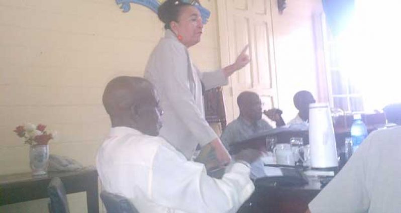 Deputy Mayor Patricia Chase Green during her declarations yesterday.