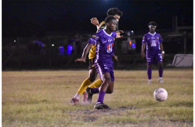 Chase Academic Foundation player of the match Shaquan David going for goal