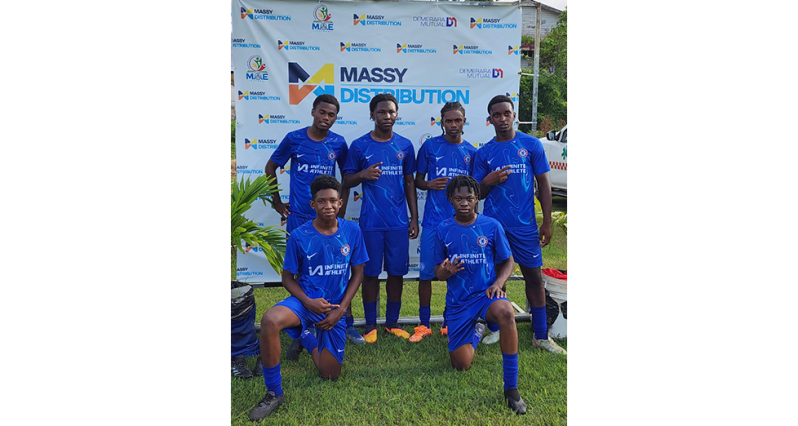 Chase's Goal Scorers, L-R: Shaqua David (1), Nyron Barrow (2), Jaden Tasher (1), Germine Garrett (1) (centre), Jaden Christian (1) and Mark Glasgow (3)