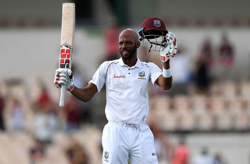 Roston Chase sealed his fifth Test century shortly before the final wicket fell, to complete England's 232-run win. (Getty Images)