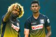 Lasith Malinga chats with Matheesha Pathirana  •  AFP