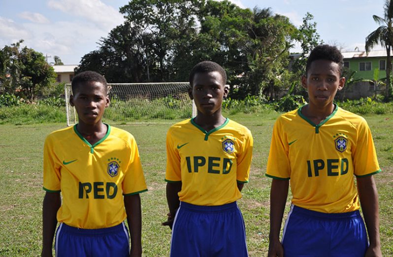 Circuit Ville Jaguars scorers from (right) Bruce Forde ,Isaiah Dodson and Desmond Cheater