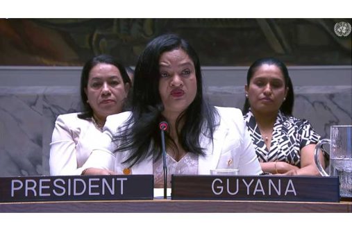 Minister of Human Services and Social Security Dr. Vindhya Persaud at the United Nations Security Council