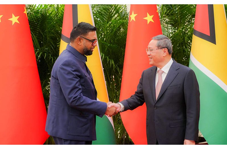 President, Dr. Mohamed Irfaan Ali and China’s President Xi Jinping (Office of the President photo)