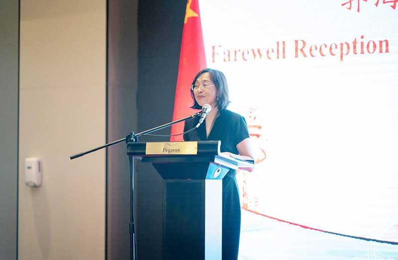 Outgoing Chinese Ambassador to Guyana, Guo Haiyan (Office of the Prime Minister photo)