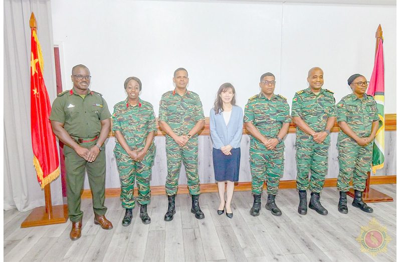 Chief of Defence Staff, Brigadier Omar Khan, MSS and members of his team with Ambassador of the People’s Republic of China, Yang Yang