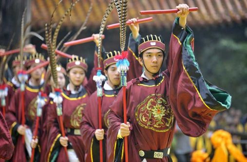 A ceremony is held to commemorate the 2,572nd birthday of Confucius in Qufu, Jining, Shandong province, the home province of the great Chinese thinker, Sept 28, 2021. [Photo by Yang Guoqing/for chinadaily.com.cn]