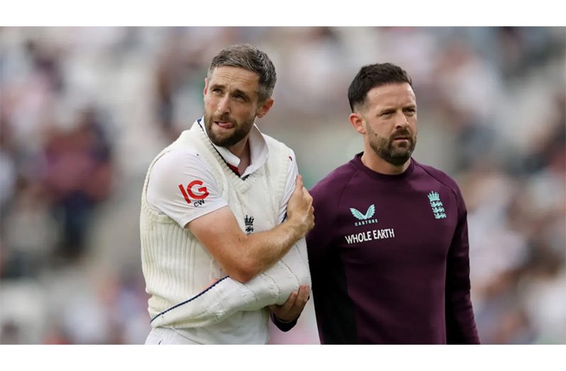 Chris Woakes hurt his shoulder on day one of the fifth Test • (Getty Images)