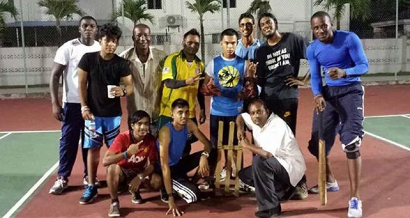 The victorious Guyana Chronicle team poses for a photo after defeating Guyana Bank for Trade and Industry in a tapeball encounter last Friday night.