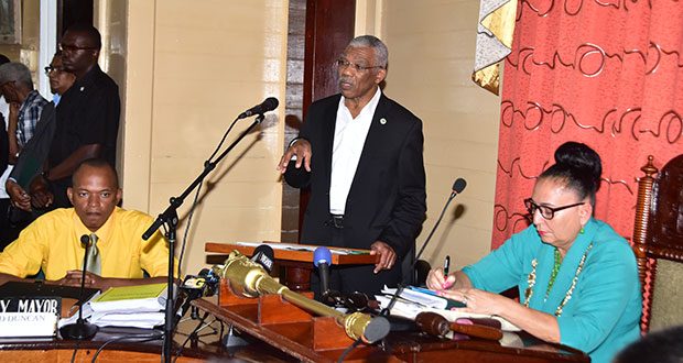 President David Granger addressing Councillors of the Georgetown Municipality on Monday