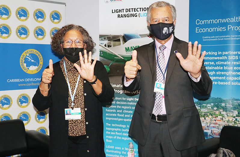 Secretary-General of CARICOM, Dr Carla Barnett (left), and her counterpart, Mr Henry Puna (right)