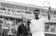 West Indies captain Sir Clive Lloyd with the 1975 World Cup trophy