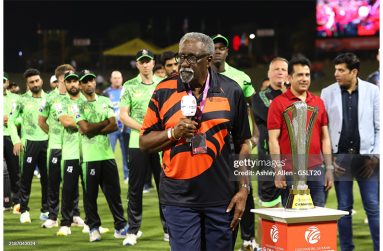 FLASHBACK!  Sir Clive Lloyd making a speech ahead of play during the ExxonMobil Guyana Global Super League T20 match between Guyana Amazon Warriors and Lahore Qalandars at Providence Stadium on November 26, 2024 in Georgetown, Guyana (Photo by Ashley Allen - GSLT20/Global Super League via Getty Images)