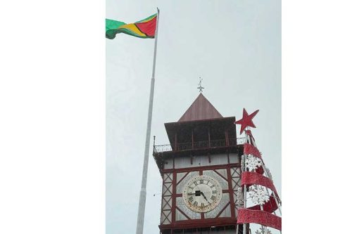 The iconic clock at the Stabroek Market captured the time on Saturday