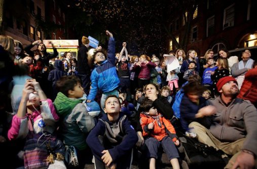 Voters in Brooklyn, New York awaiting the election results early this morning