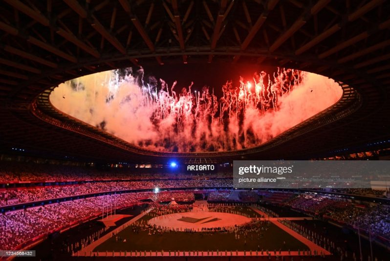 Closing Ceremony at the Olympic Stadium. Fireworks at the end of the closing ceremony. Photo: Marijan Murat/dpa (Photo by Marijan Murat/picture alliance via Getty Images)