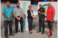 In photo from left to right: Mr. Ryan McKinnon, Mr. Saeed Karim and Mrs. Vidushi Persaud-McKinnon from Archery Guyana handing over Certificate of Affiliation to President of Archers Paradise, Mr. Ganesh Somrah. On far right is Vice-President Mr. Kenrick Cheeks of Archers Paradise.