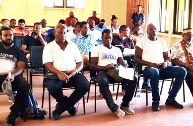 Coaches and administrators of cricket in Guyana at the GCB Academy Programme launch on Friday at the board's LBI facility