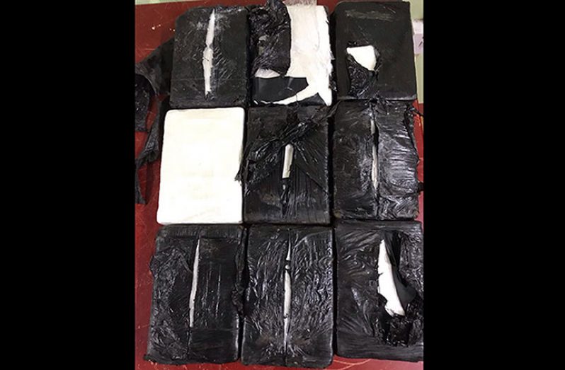 The suspected cocaine seized by CANU