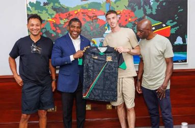 Cole Palmer being honoured during his visit to St Kitts