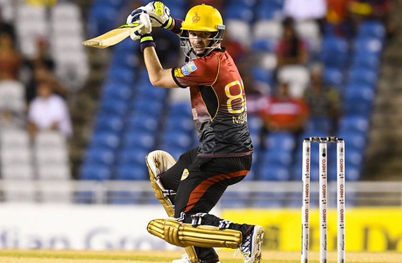 Man-of-the-Match Colin Munro continued his good form in the 2017 CPL with an unbeaten 57 to carry the Trinbago Knight Riders to victory .(© Randy Brooks - CPL