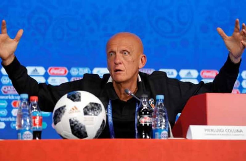Pierluigi Collina, the chairman of FIFA’s referees committee, said if an official denies a goalscoring opportunity by incorrectly raising the flag ‘everything is finished’. Photograph: Tatyana Makeyeva/Reuters
