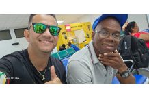 Guyanese comedy sensations Lyndon ‘Jumbie’ Jones (right) and Chris Gopaul