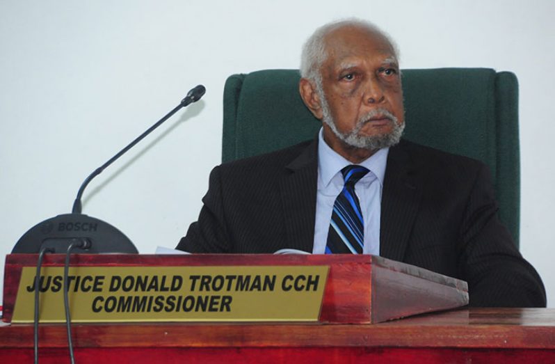 Chairman of the Lindo Creek CoI Justice Ret’d Donald Trotman (Photos by Delano Williams)