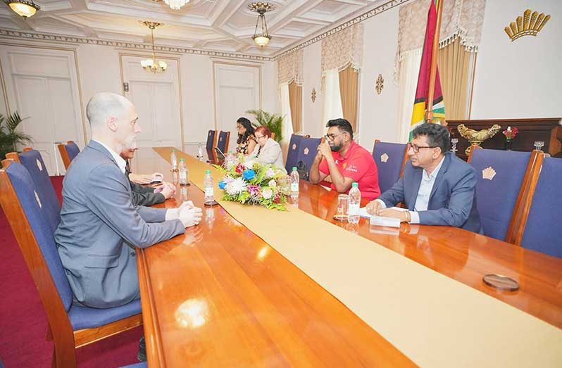 President, Dr Irfaan Ali, on Friday met with representatives of the Carter Center, who are in Guyana on a pre-election assessment mission, ahead of the 2025 Regional and General Elections (Office of the President photo)