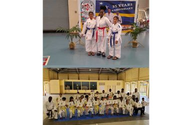 Top: Team Guyana displaying their medals. Bottom: The Participants of the 35th Anniversary International Championship